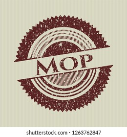 Red Mop distressed rubber stamp with grunge texture