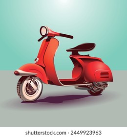 red moped vintage vector illlustration