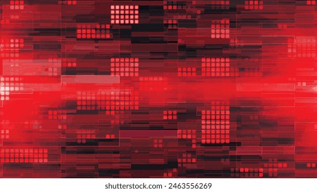Red mosaic background in technology concept. Abstract red LED squares. Technology digital square red color background. Red pixel grid background. Vector illustration