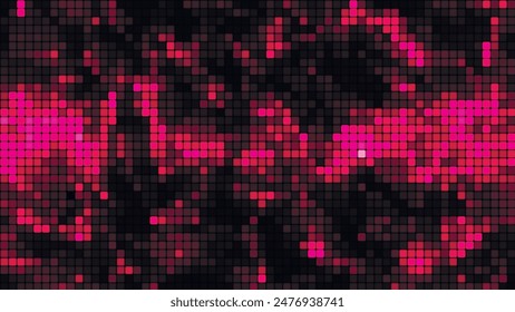 Red mosaic background in technology concept. Abstract red LED squares. Technology digital square red color background. Red pixel grid background. Vector background