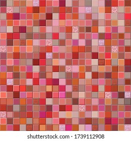 Red mosaic background. Vector illustration. Red ceramic tiles with glitters. Seamless pattern with geometric design. Follow other mosaic patterns in my collections. 