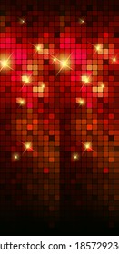 Red mosaic effect background. squares in red with highlights