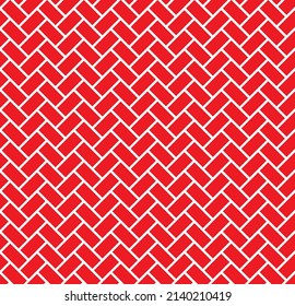 Red mosaic floor pattern on white background. Vertical and horizontal stripes pattern. Geometrical background.