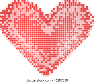red mosaic heart vector card