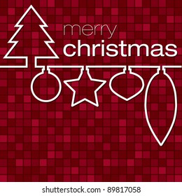 Red mosaic line Christmas card in vector format.