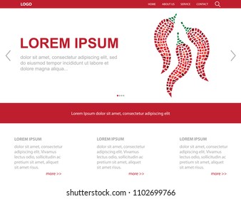 red mosaic peppers, minimalist illustrative web page template 