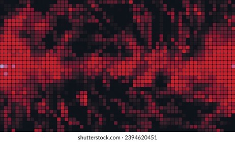Red mosaic tile background in technology concept. Abstract red LED squares. Red pixel grid background. Vector illustration.