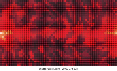 Red mosaic tile background in technology concept. Abstract red LED squares. Red pixel grid background. Vector illustration.