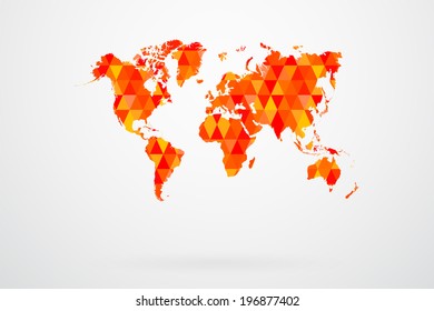 Red Mosaic Tiles World Map Vector Abstract