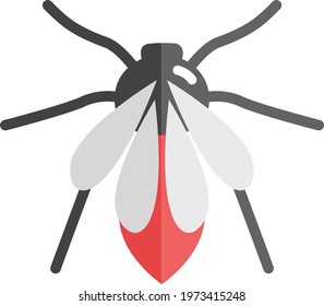Red mosquito, icon illustration, vector on white background