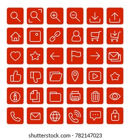 Red most used webdesign vector icons for user interface set
