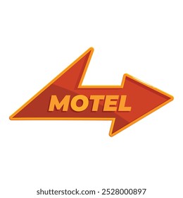 Red motel sign with arrow pointing right is isolated on white background