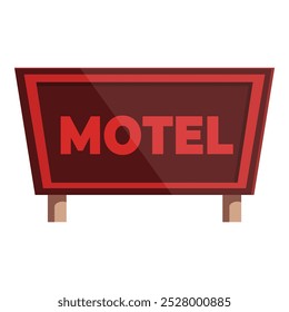 Red motel sign standing on two wooden posts is inviting travelers to rest