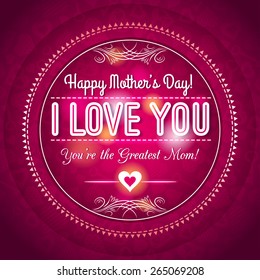 Red Mother's day greeting card  with  hearts and wishes text,  vector illustration
Decorative composition suitable for invitations, greeting cards, flayers, banners.