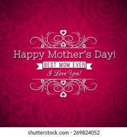 Red Mother's day greeting card  with roses and wishes text,  vector illustration
Decorative composition suitable for invitations, greeting cards, flyers, banners