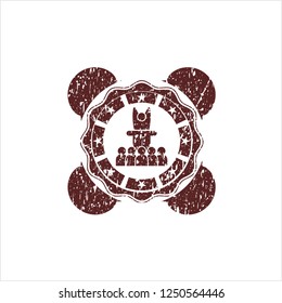 Red motivational speech icon inside grunge seal