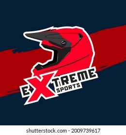 red motocross helmet logo with the words extreme sports