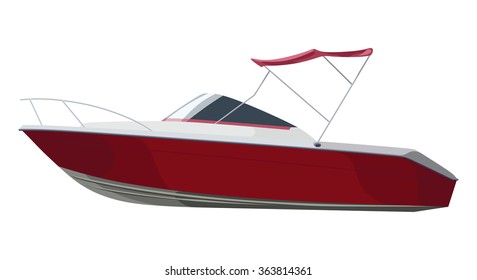 Red motorboat on transparent background