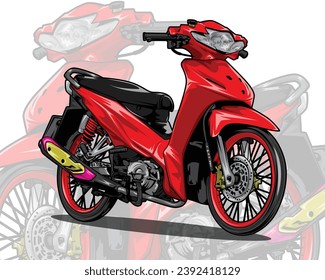 Ilustración de vectores de dibujo de motocicletas rojas