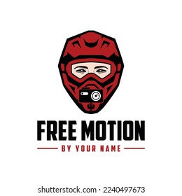 Vector de casco de motocicleta roja con cámara