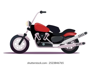 Motocicleta vermelha. Motovelocidade piloto dirigindo bicicleta. Motocicleta de alta velocidade. Competição, campeonato. Automobilismo e motocross. Movimento e poder. Ilustração de vetor plano.