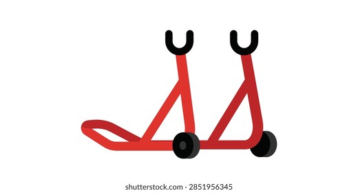 Red motorcycle paddock stand vector illustration