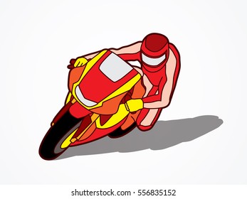 Red Motorcycle racing graphic vector.