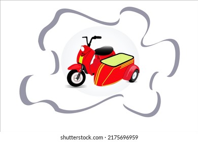 Red Motorcycle Trailer On A White Background.