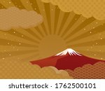 red Mount Fuji and clouds / Japanese style