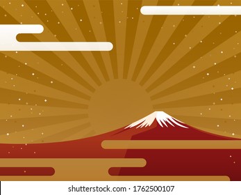 red Mount Fuji and clouds / Japanese style