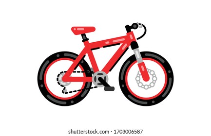 Red mountain bycicle. Vector detailed icon.