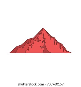 Red mountain icon. Cartoon illustration of mountain vector icon for web isolated on white background