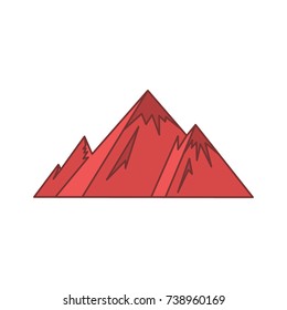 Red mountain icon. Cartoon illustration of mountain vector icon for web isolated on white background