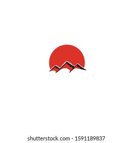 Red mountain icon Logo Template Vector illustration design