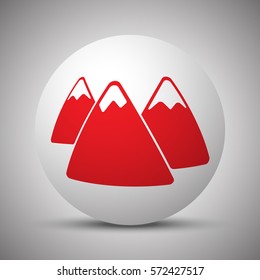 Red Mountain icon on white sphere