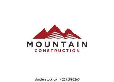 Red Mountain Logo Design Three Peaks Stock Vector (Royalty Free ...