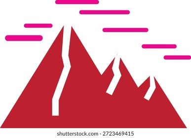 red mountain range with pink clouds
