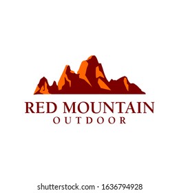 Red Mountain Rock Logo Vector