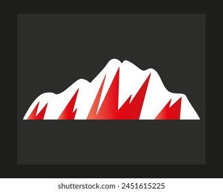 una montaña roja con una cima roja que dice "la cima".