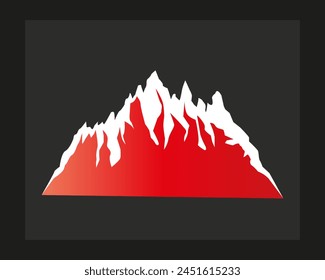 una montaña roja con una cima roja que dice "la cima".
