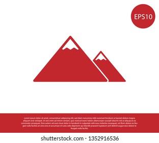 Red Mountains icon isolated on white background. Symbol of victory or success concept. Vector Illustration