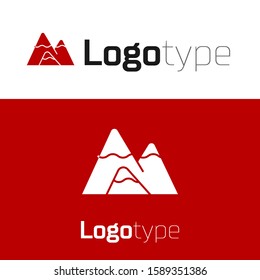 Red Mountains icon isolated on white background. Symbol of victory or success concept. Logo design template element. Vector Illustration