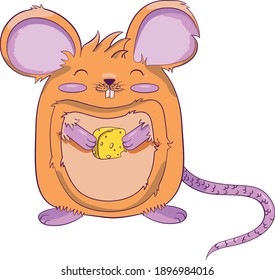 
red mouse, character mouse, mouse and cheese, art, cute animal, vector animal, cartoon
