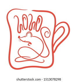 Red mouse drawing cartoon style is vector of the Chinese New Year 2020.
