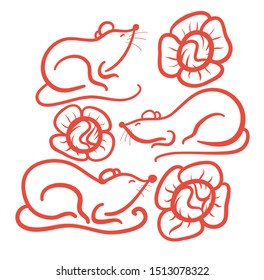 Red mouse drawing cartoon style is vector of the Chinese New Year 2020.