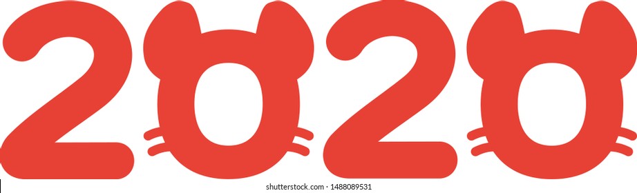 Red mouse simple silhouette 2020