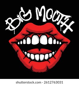 Red mouth Illustration with slogan big mouth Urban Streetwear Art