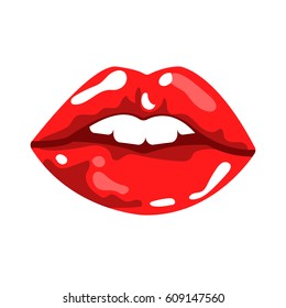 Red Mouth White Teeth Isolated On Stock Vector (Royalty Free) 609147560 ...