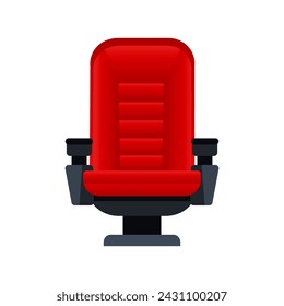 Red movie theater seats for comfortable watching film. Cinema chair. Vector illustration