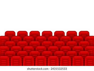 Red movie theater seats for comfortable watching film. Cinema chair. Vector illustration